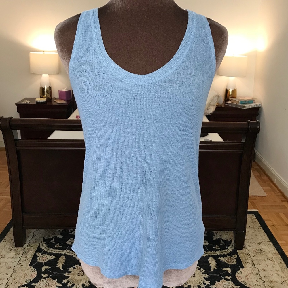 Project Social T Light Blue Ribbed Tank Top